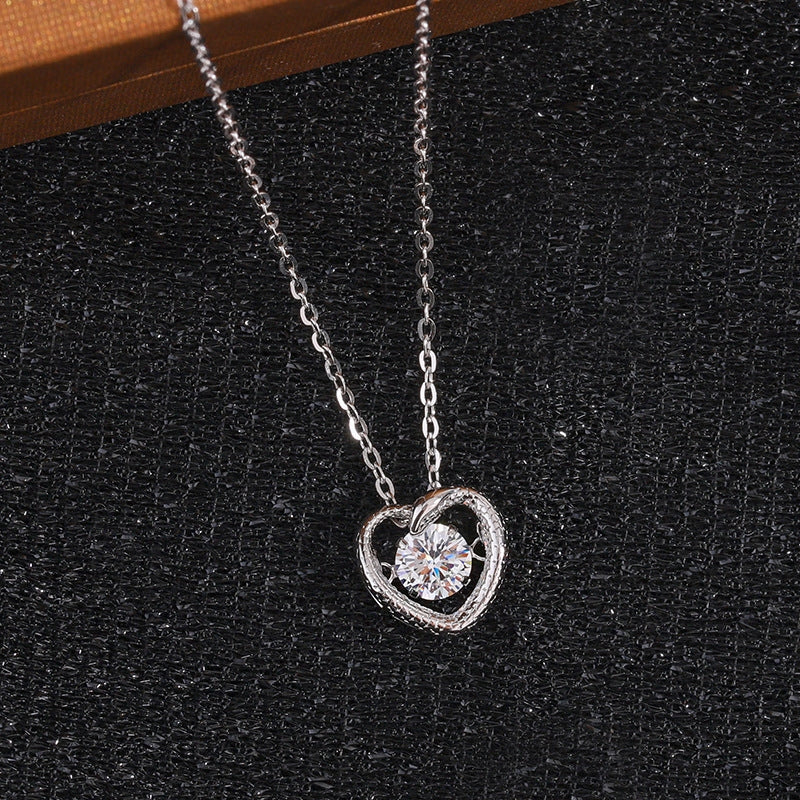 Sterling Silver Diamond Snake Heart Earrings