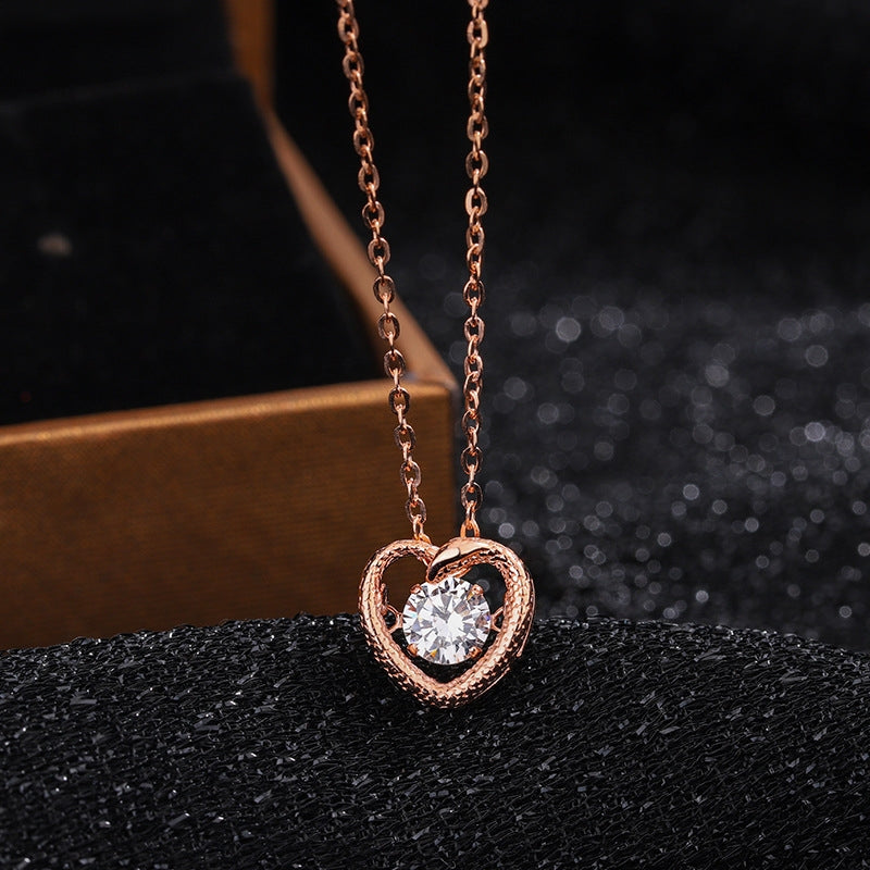 Sterling Silver Diamond Snake Heart Earrings