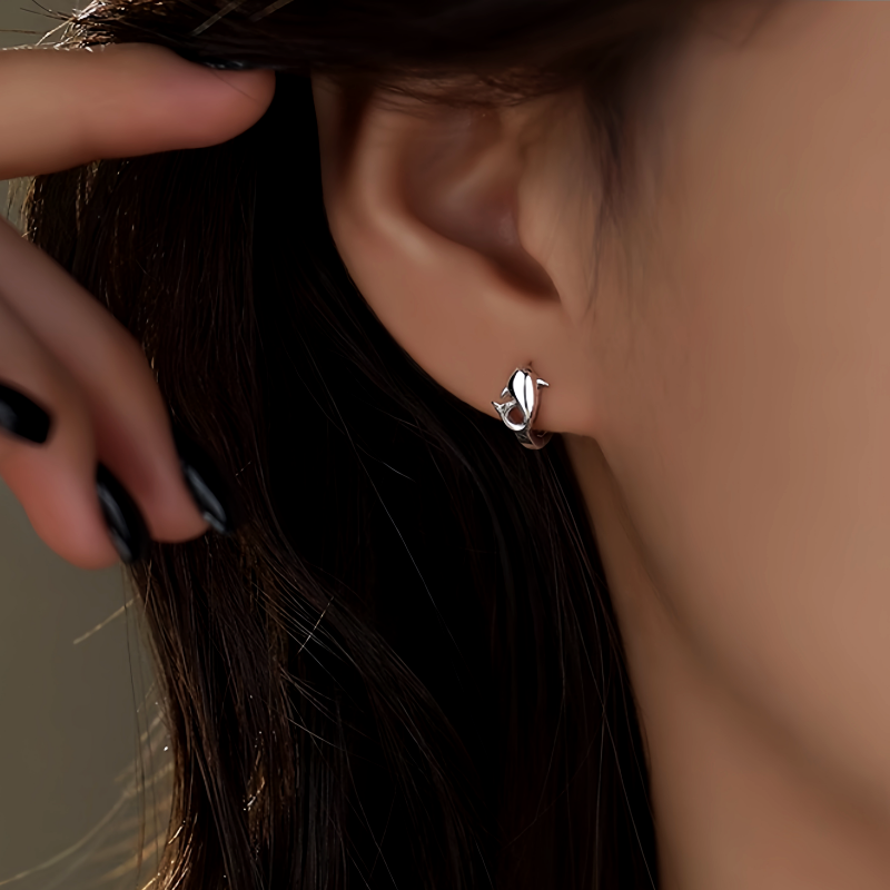 Sterling Silver Dolphin Hoop Earrings
