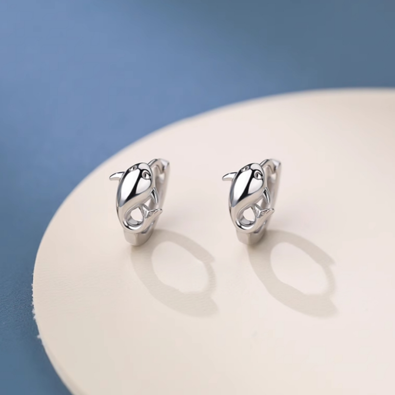 Sterling Silver Dolphin Hoop Earrings
