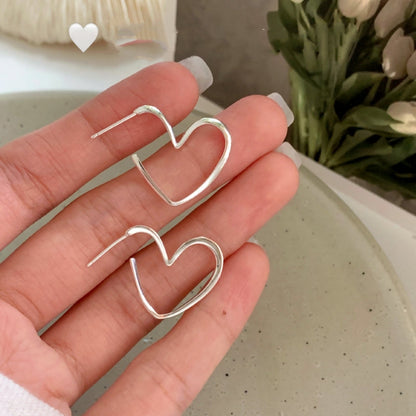 Sterling Silver Elegant Heart-Design Earrings