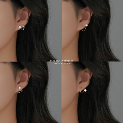 Sterling Silver Small Spiral Shell Bead Earrings