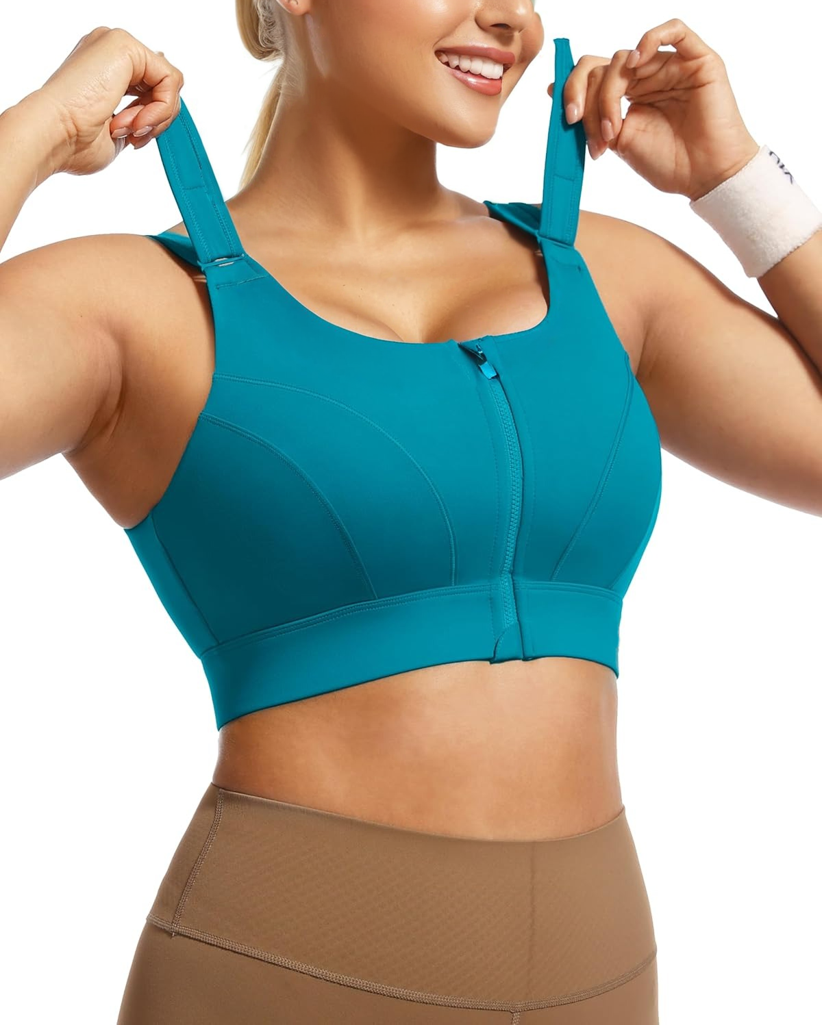 Zip Front Adjustable High Impact Sports Bras for Women