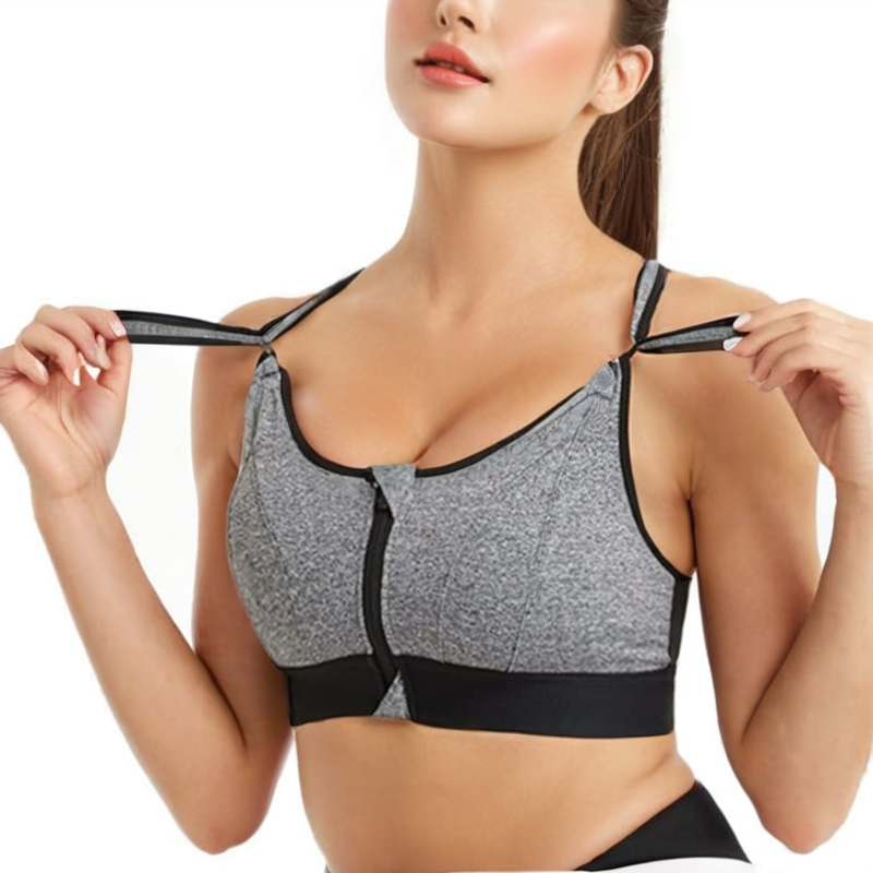 Zip Front Adjustable High Impact Sports Bras for Women